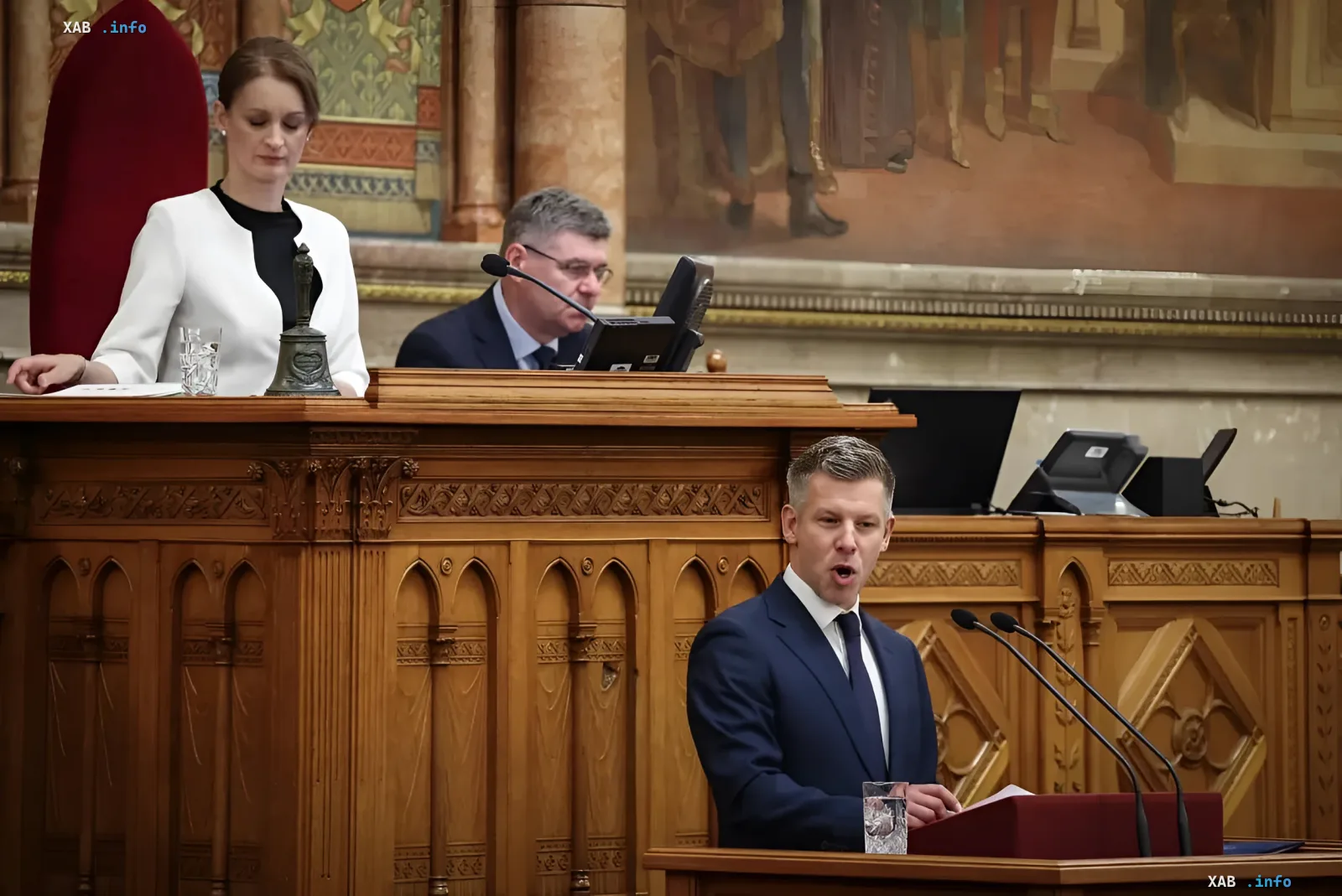 Hungarian Prime Minister Viktor Orban delivers a speech in parliament amid ultimatum to the president