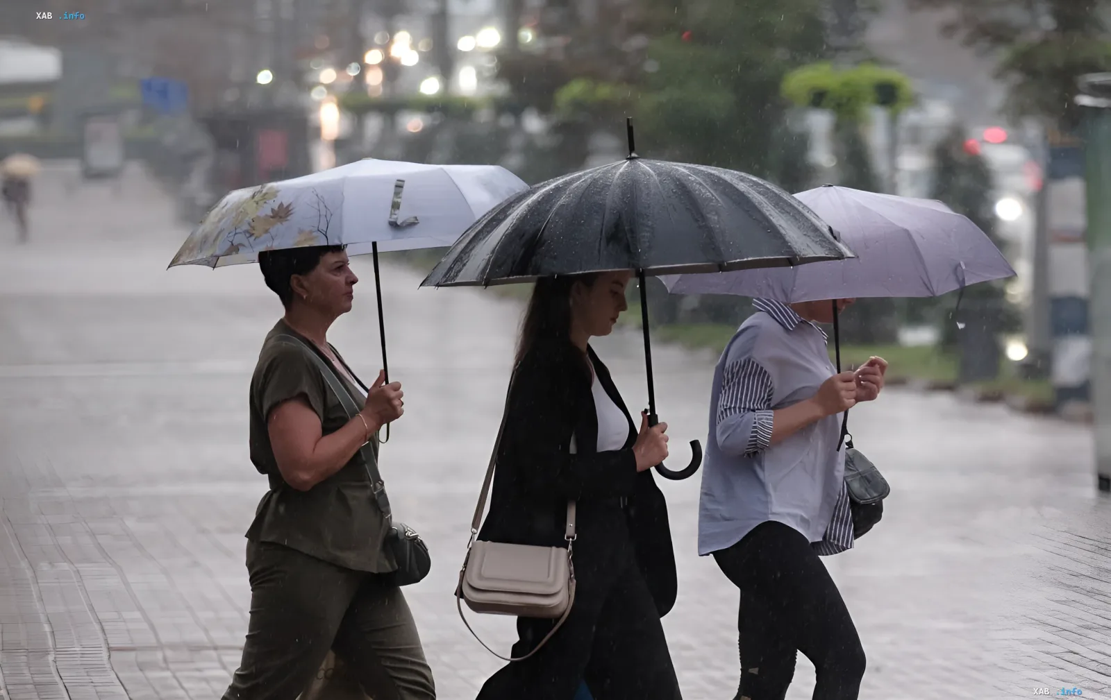 People with umbrellas walking on a rainy street in Ukraine on June 3, illustrating the forecast for rain in Right-Bank regions