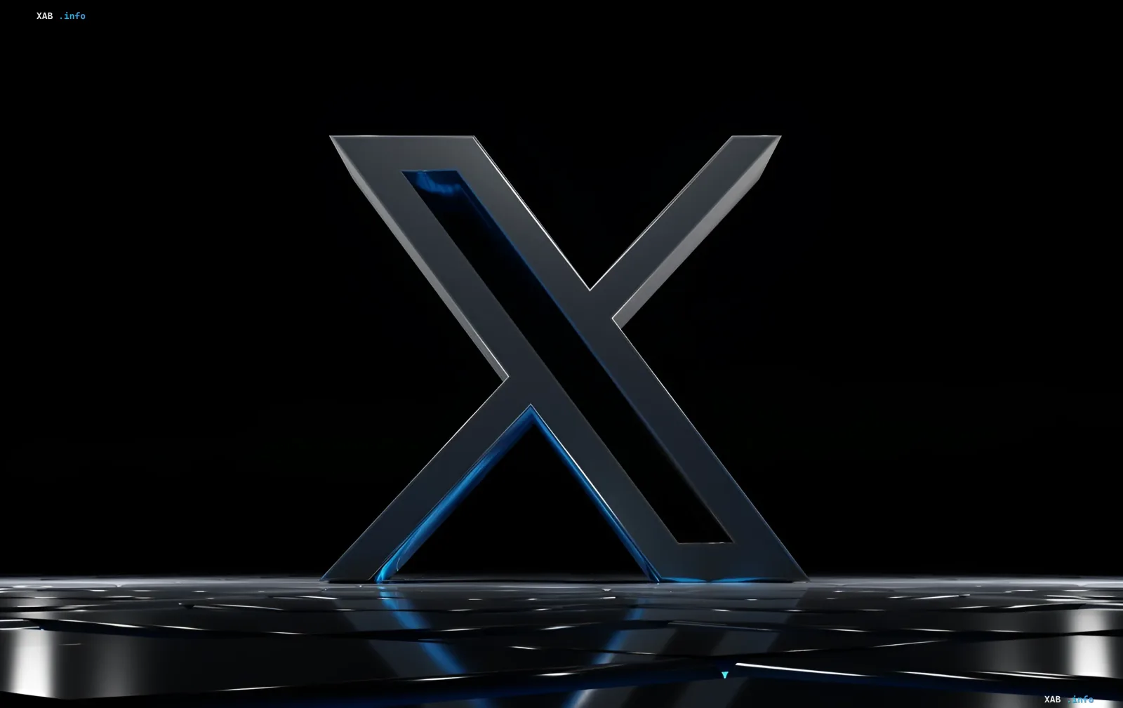 X (Twitter) logo in 3D render style with blue glow, symbolizing the launch of video replies and new platform features