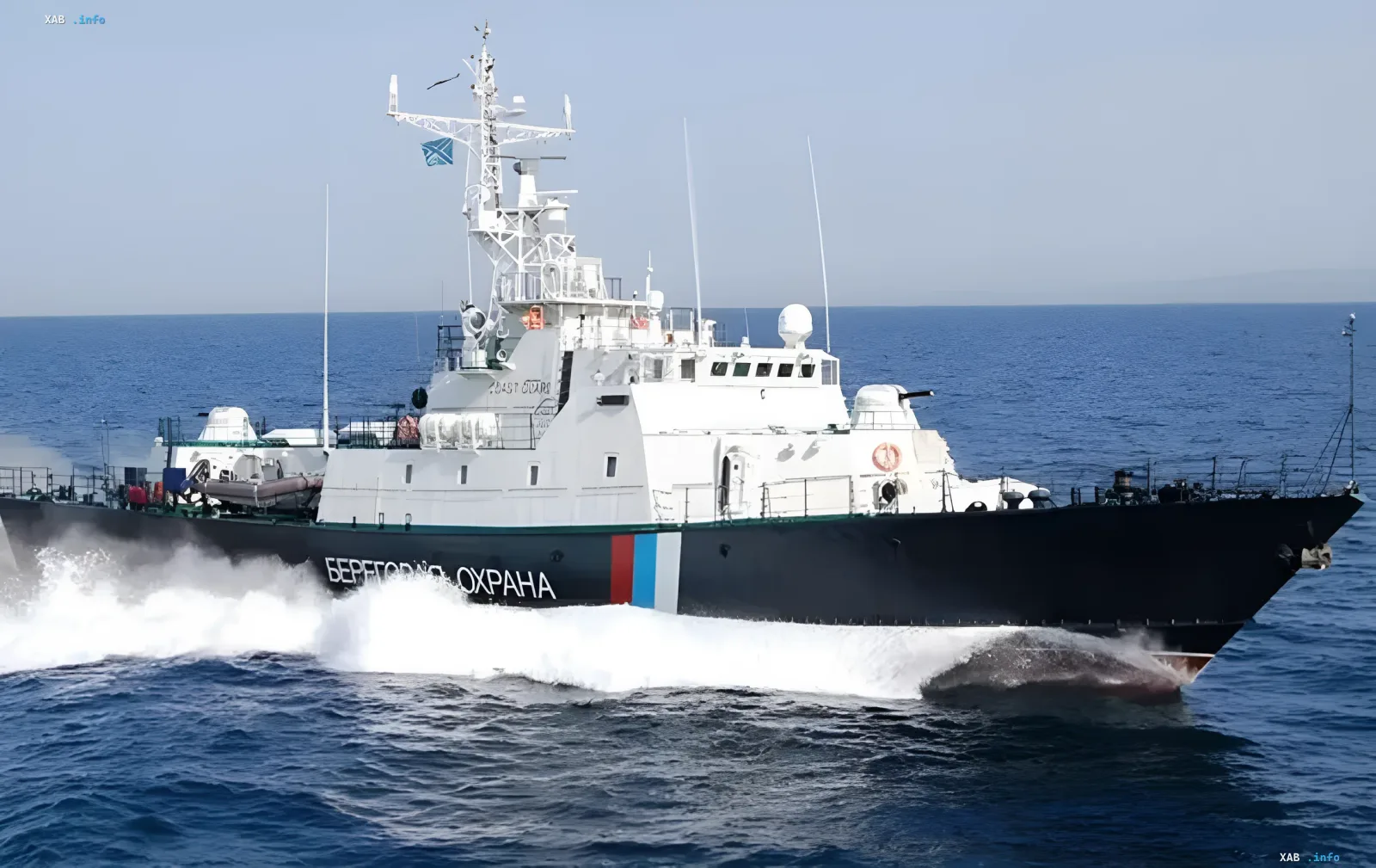 Russian border guard ship 'Svetlyak' at sea, damaged by Ukrainian drone strike in Crimea
