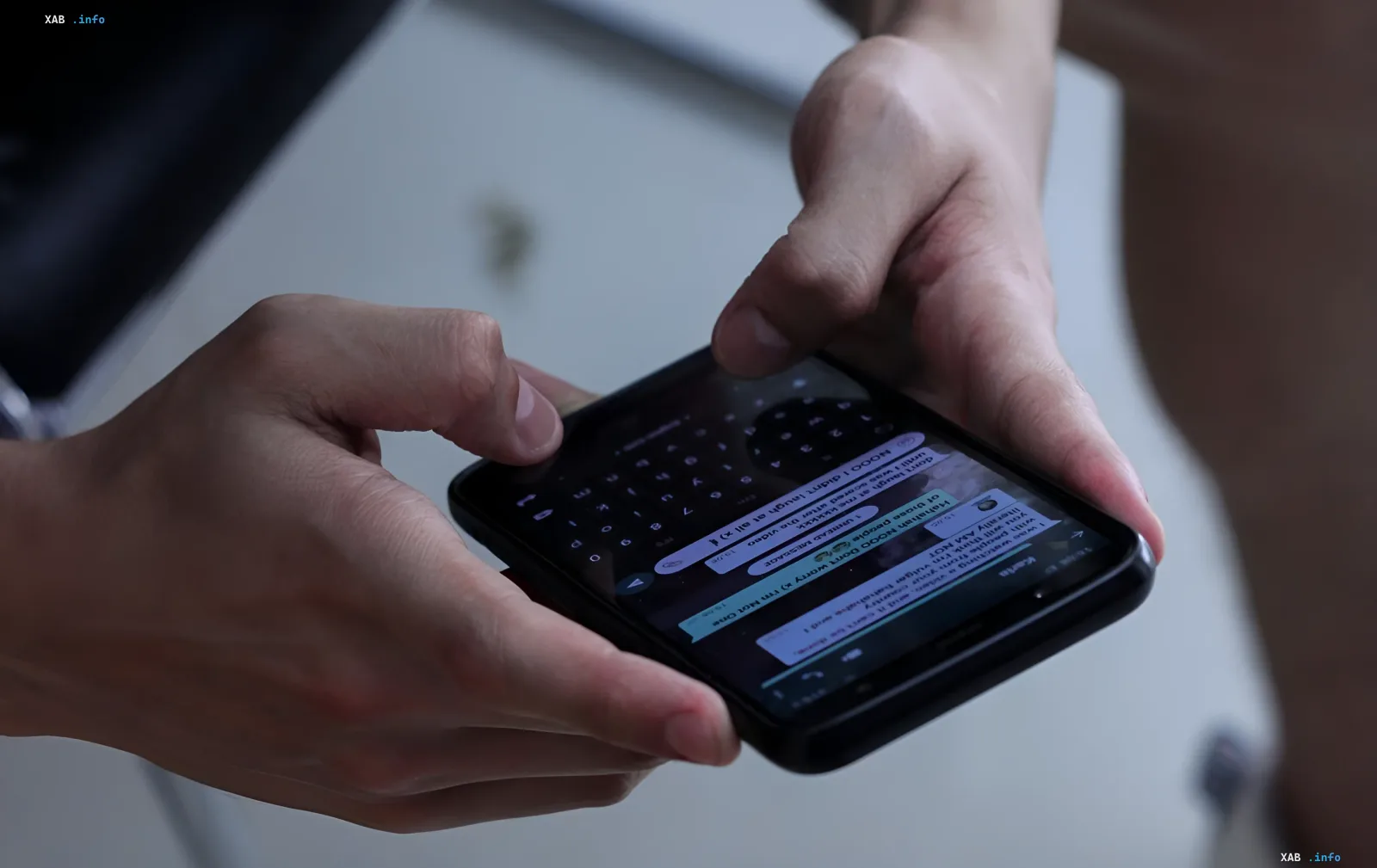 Person using an iPhone to send messages in iMessage, showcasing the integration of AI startup Poke into Apple's ecosystem