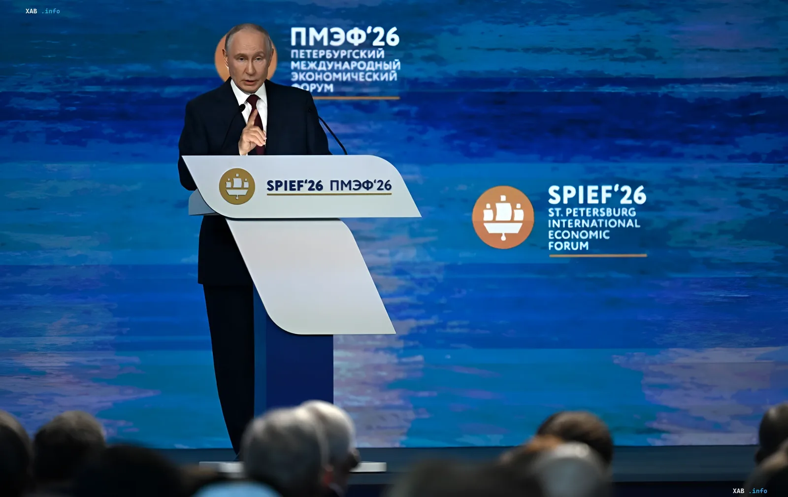 Vladimir Putin speaks at SPIEF'26, discussing economic prospects despite discrepancies with real data.