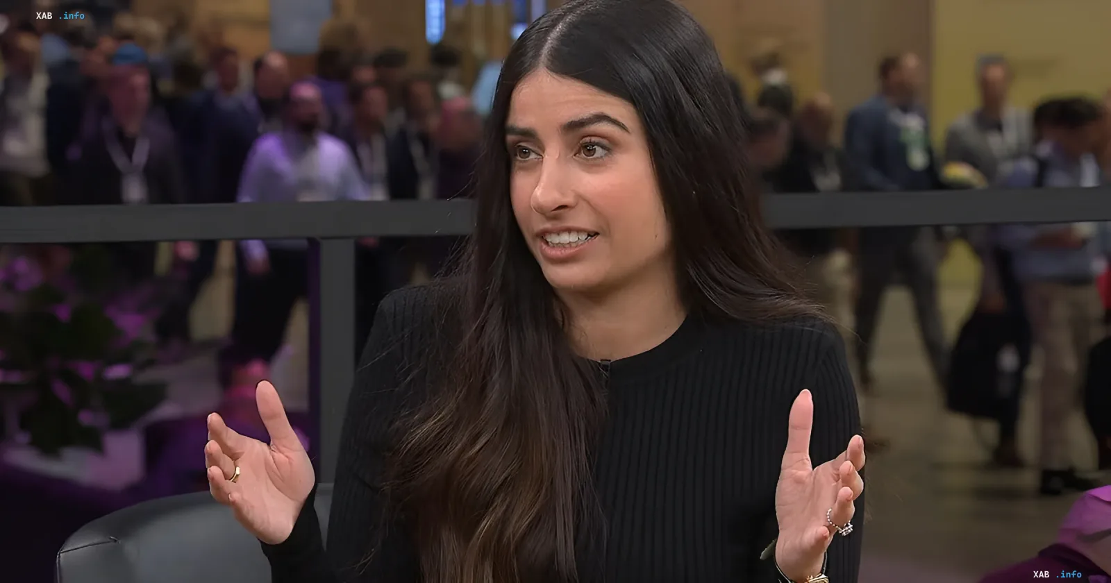 Asha Sharma, new head of Xbox, gestures during announcement of brand reboot after Phil Spencer's departure