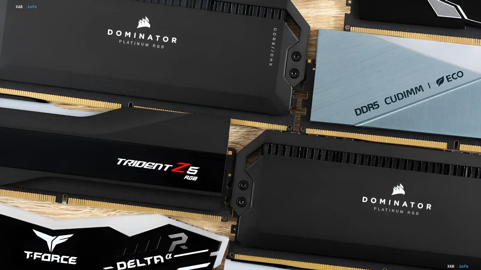 Collection of DDR5 and DDR4 RAM modules from Corsair and Team Group, illustrating the projected price surge for PC components in 2026