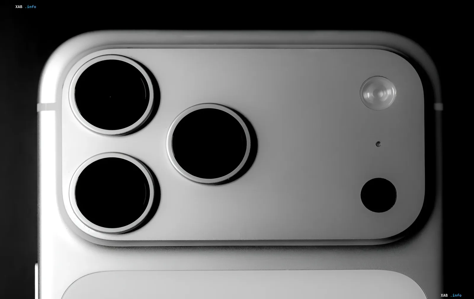 Back panel of an iPhone with three cameras and sensors, symbolizing new anti-theft security features