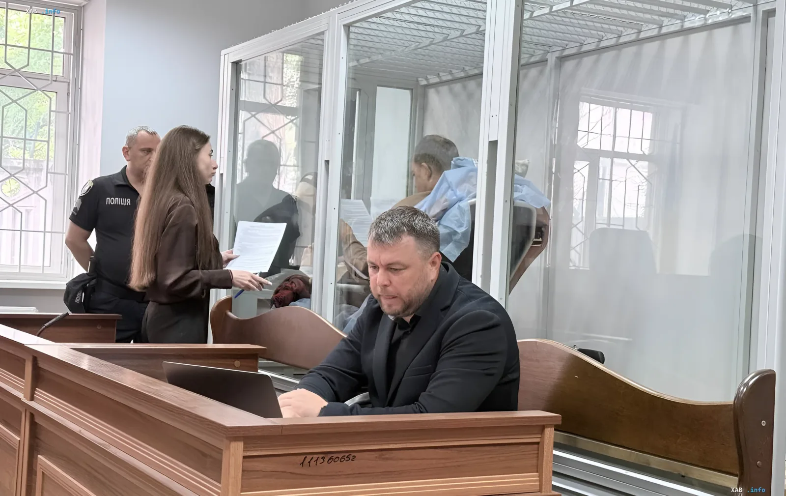 Court hearing in Kyiv: the accused Mercedes driver who crashed into a pedestrian crossing killing four sits in court next to his lawyer and a police officer