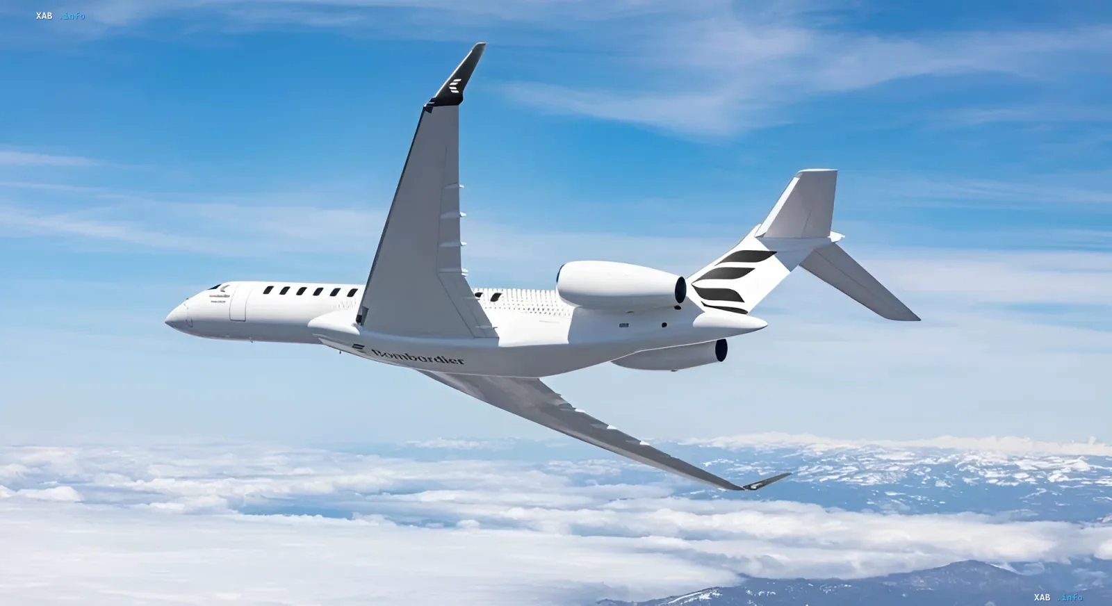 Bombardier Global 8000 in flight above clouds, showcasing a new standard of comfort and range