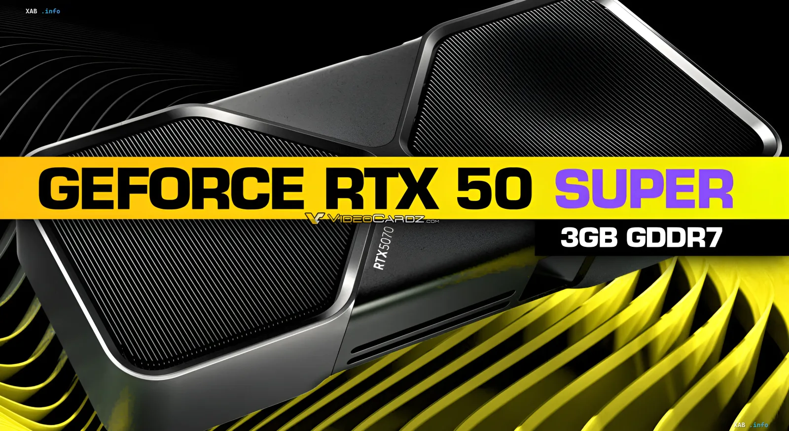 Концепт видеокарты GeForce RTX 50 Super с надписью 3GB GDDR7, демонстрирующий новую стратегию памяти NVIDIA
