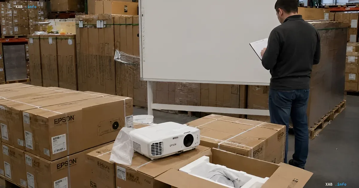 Warehouse with Epson boxes and projector — equipment purchased for schools in Odesa during former official’s tenure, linked to 2 million UAH negligence case
