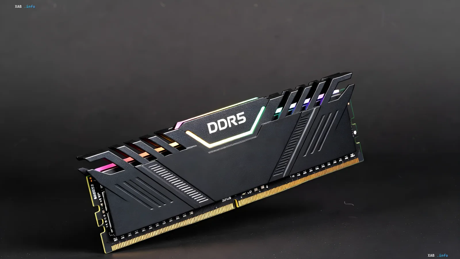 Модуль оперативной памяти DDR5 с RGB-подсветкой на темном фоне — символ роста цен на память из-за спроса на ИИ-чипы