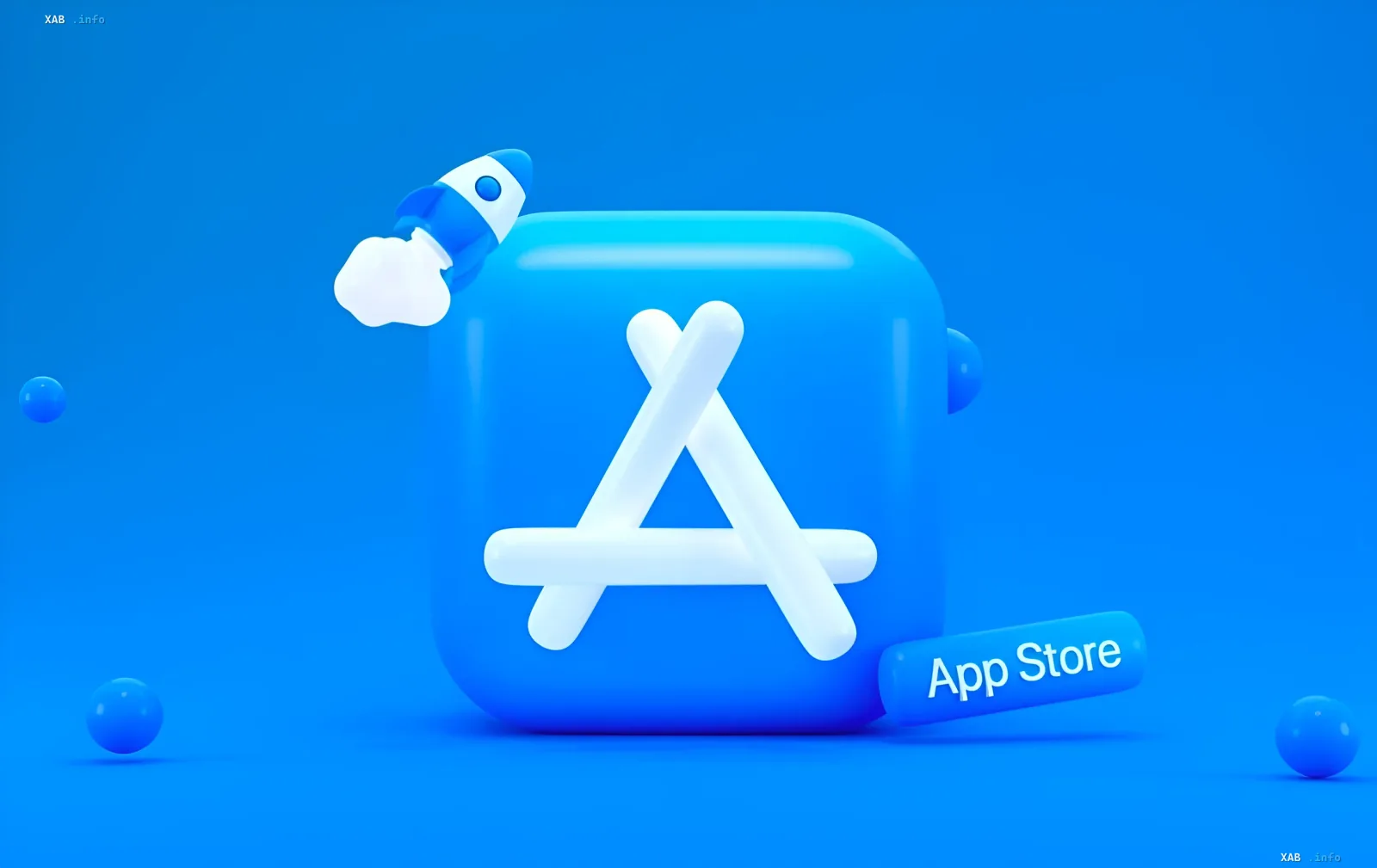 3D App Store logo with a rocket, symbolizing app launches and updates as part of the cleanup of inactive apps from the store