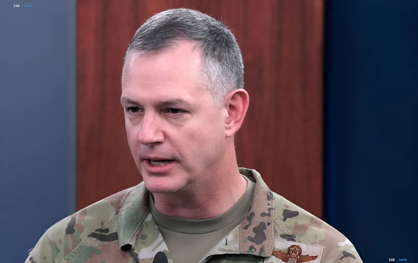 NATO General Grinkevich in military uniform against an official backdrop, discussing the threat of war with the Baltics
