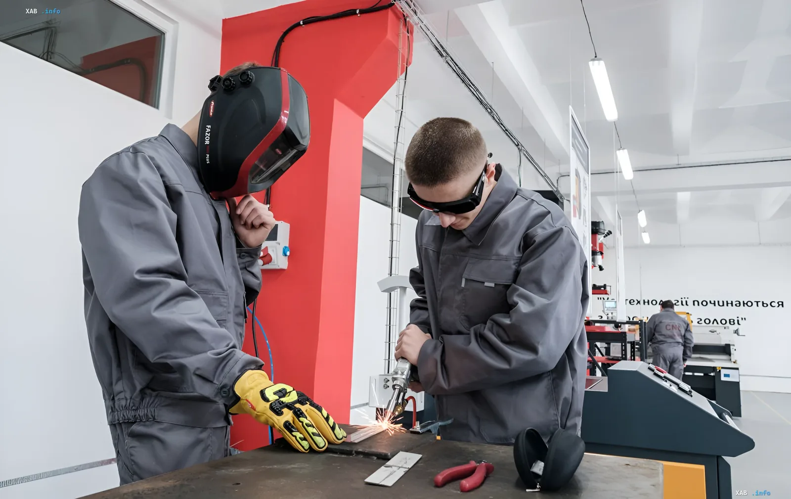 Students in protective gear learning welding on modern equipment at a Ukrainian vocational college — an example of updated vocational education from 2027