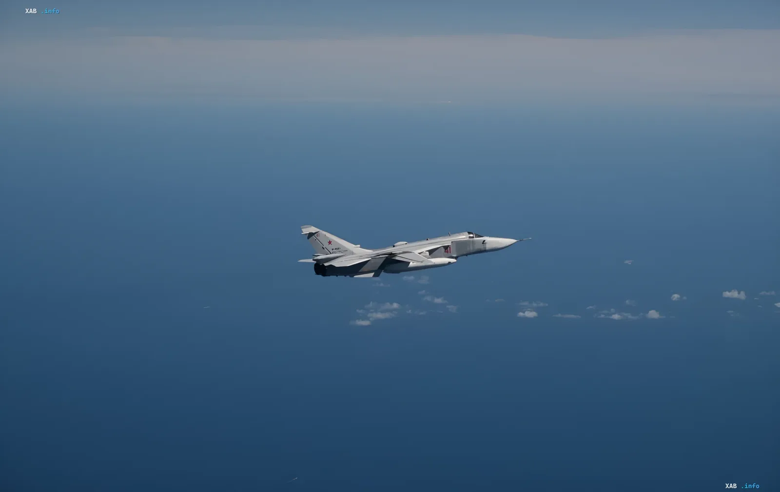 Russian Su-24 bomber flying over the Baltic Sea, triggering a double interception by Swedish fighters