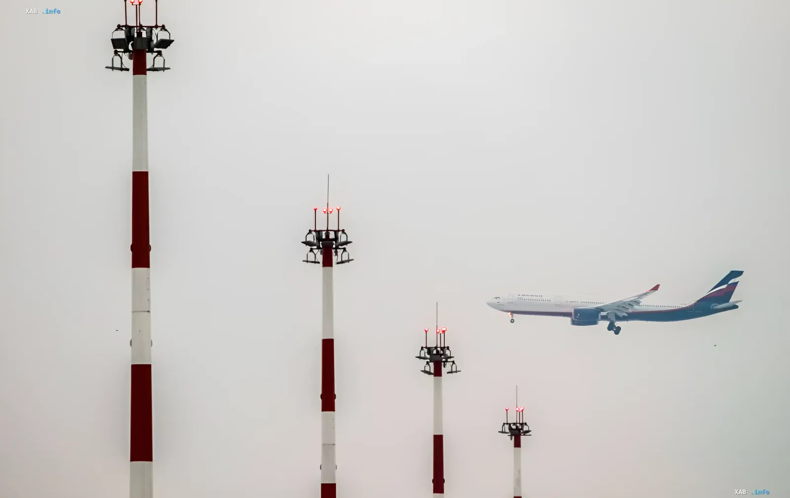 Russian airline aircraft against airport towers amid fuel collapse