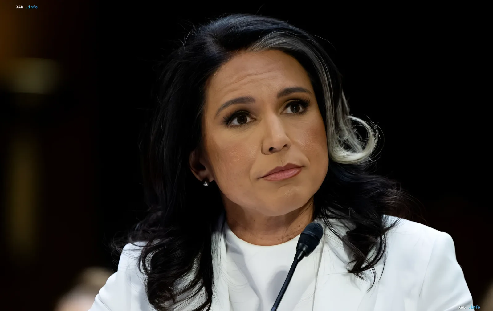 Tulsi Gabbard speaking with declassified documents about biolabs