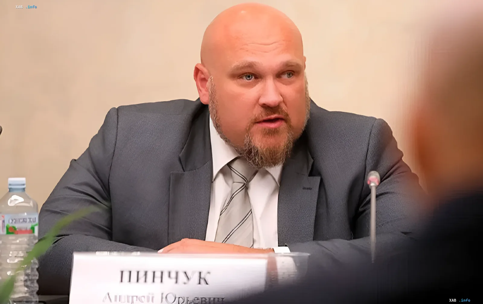 Andrei Panchuk, former head of 'MGB of DNR', at an official meeting; photo in context of news about explosion near his home in New Moscow