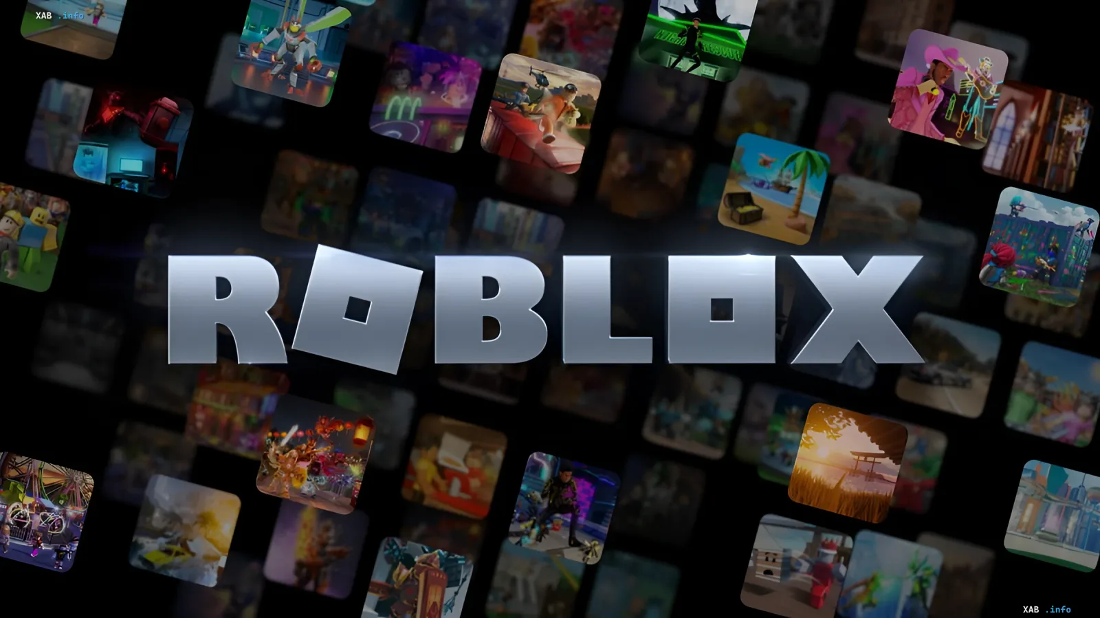 Roblox logo surrounded by game thumbnails, symbolizing the platform’s return to Russia after Ministry of Digital Development review