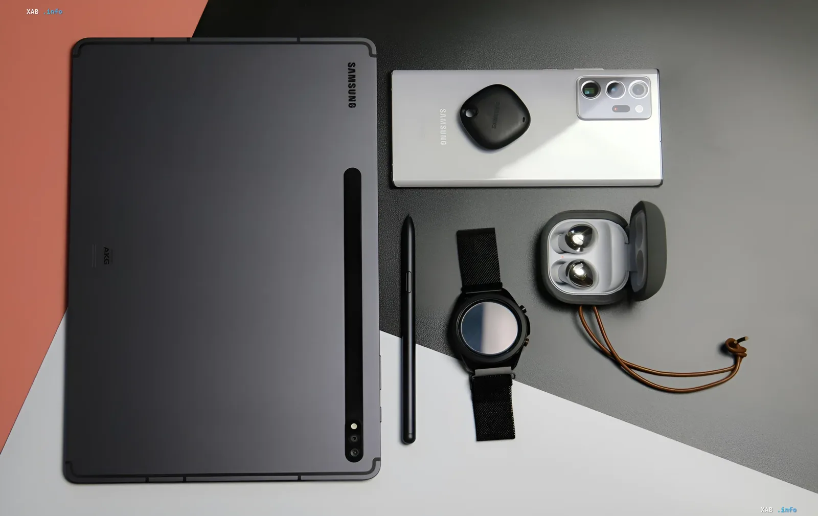 Set of upcoming Samsung novelties: Galaxy Tab S9 Ultra tablet, Galaxy S23 Ultra smartphone, Galaxy Watch 6 smartwatch, and Galaxy Buds2 Pro earbuds awaiting FCC certification