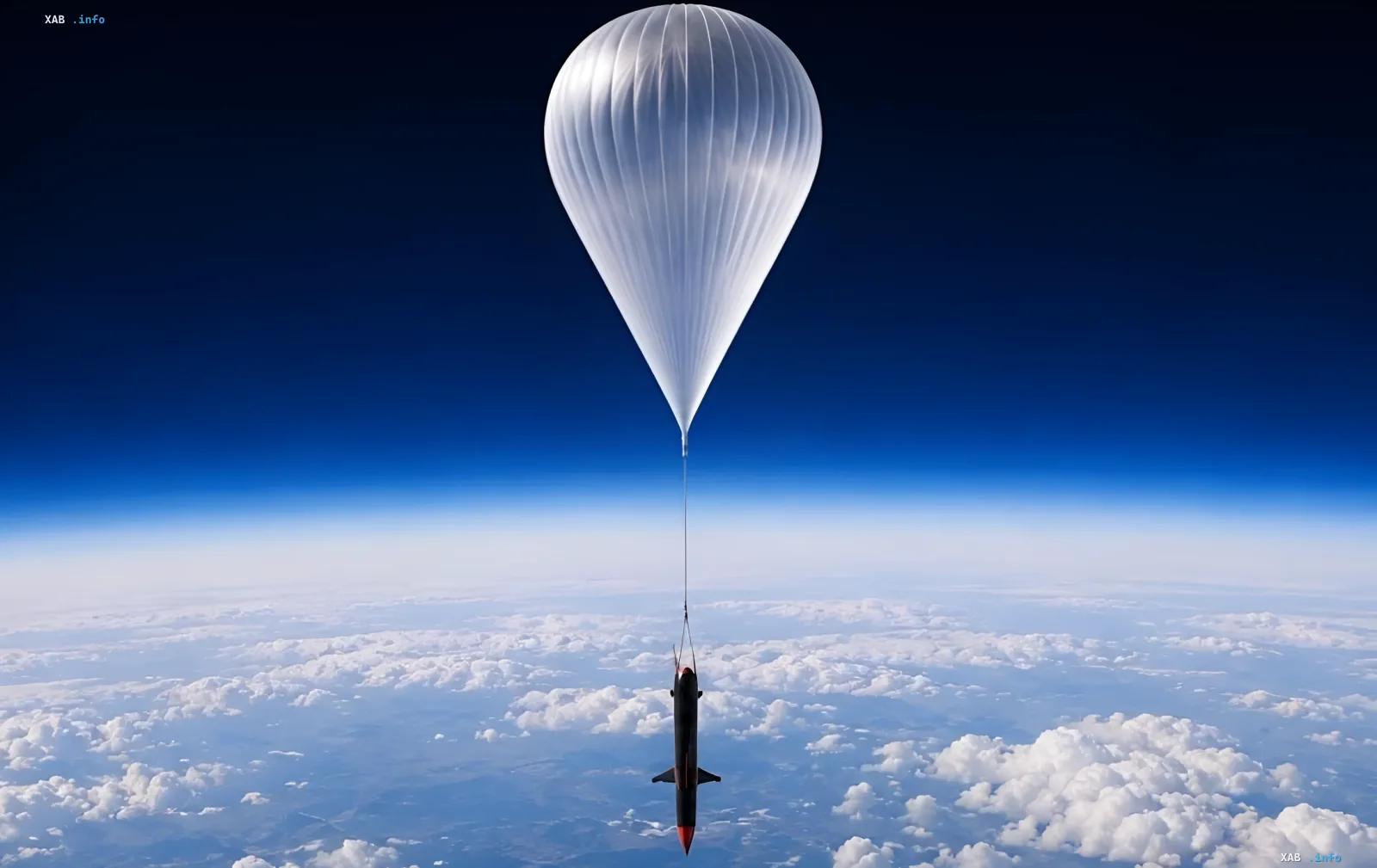 Ukrainische DART-Rakete unter einem Stratosphärenballon für Start in großer Höhe, um ECM zu umgehen