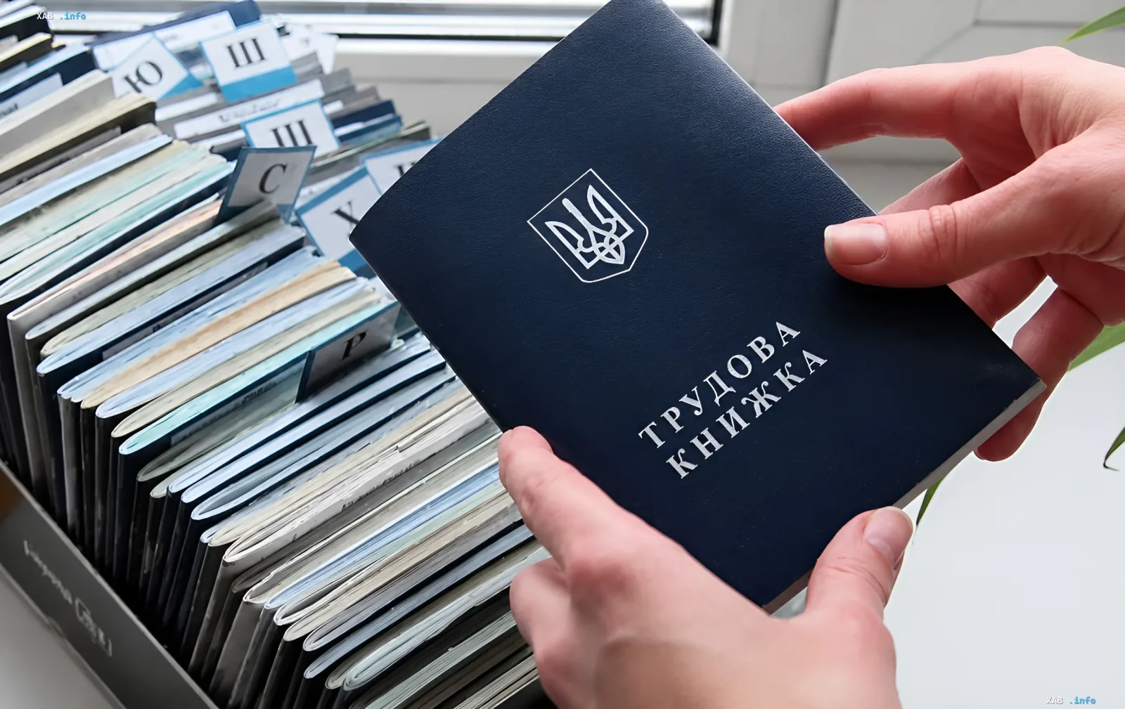 Трудовая книжка гражданина Украины, символизирующая учет стажа для пенсии, включая зарубежный опыт работы