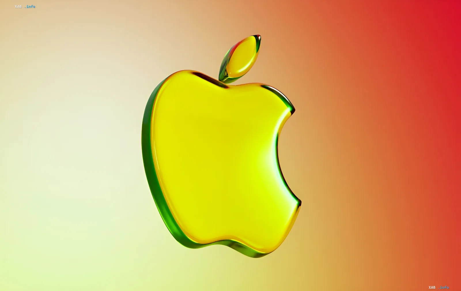 Стильный логотип Apple в виде желто-зеленого яблока с глянцевым эффектом на градиентном фоне, символизирующий обновления iOS 27 beta 2 и macOS Golden Gate