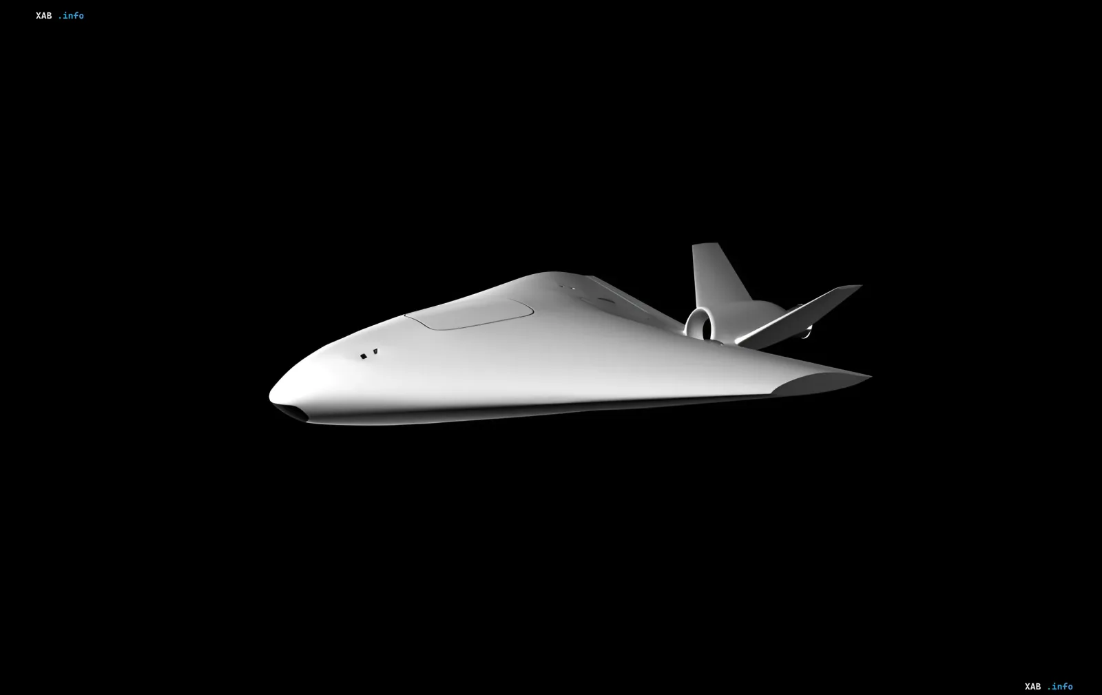 Konzeptart des Turbojet-Drohnenflugzeugs „Bravo“ vom ukrainischen Startup Triada Robotics — futuristisches Design mit fliegendem Flügel und vertikalem Leitwerk