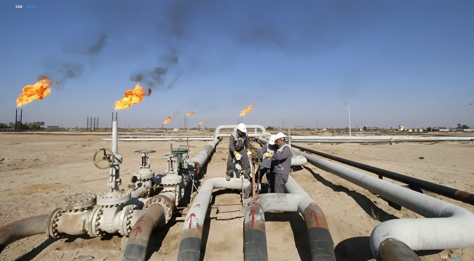 Нефтяные факелы и рабочие на иракском месторождении: символ кризиса ОПЕК 2026 года