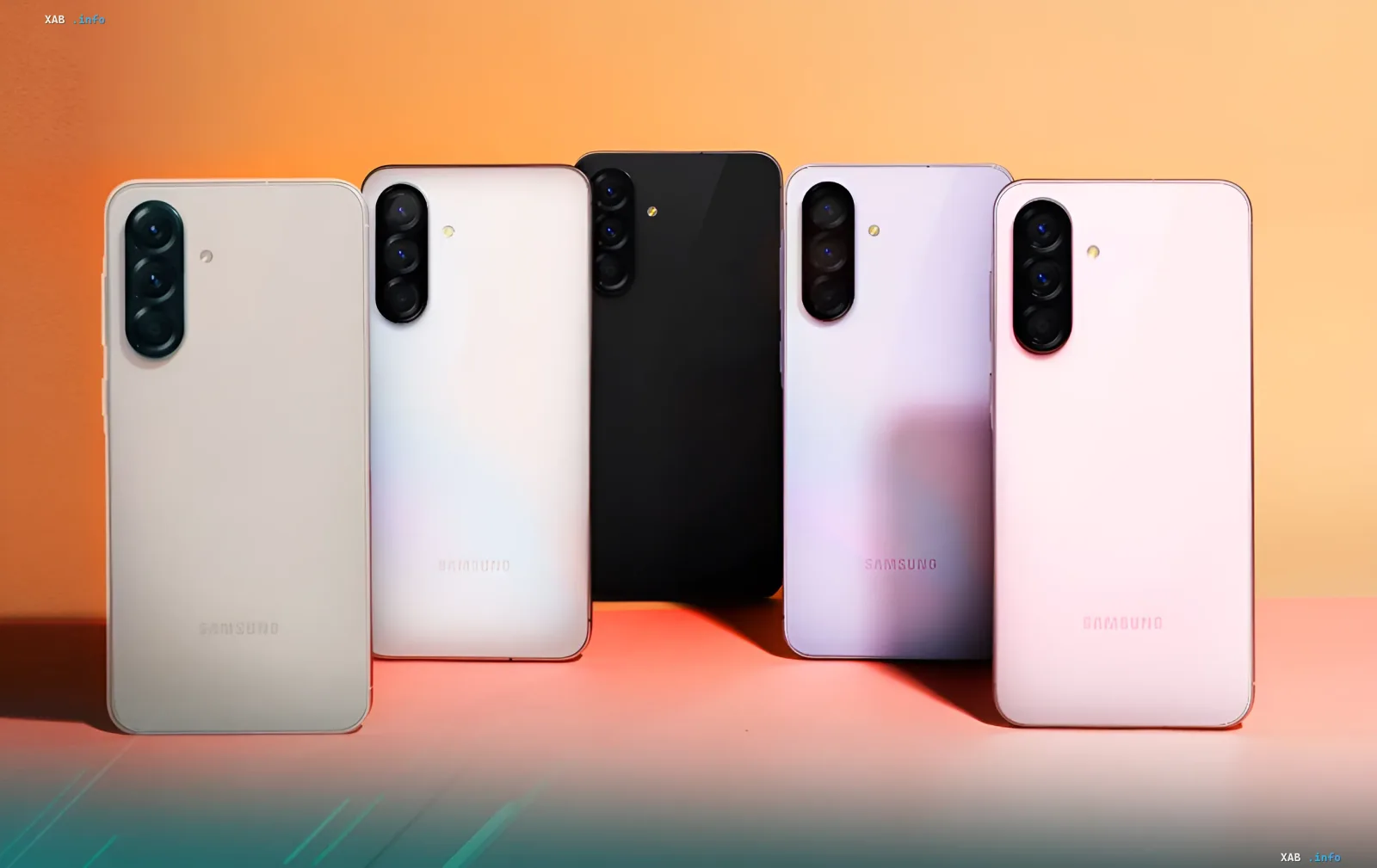 Серия смартфонов Samsung Galaxy A27 5G в различных цветах с тройной камерой и логотипом Samsung на задней панели