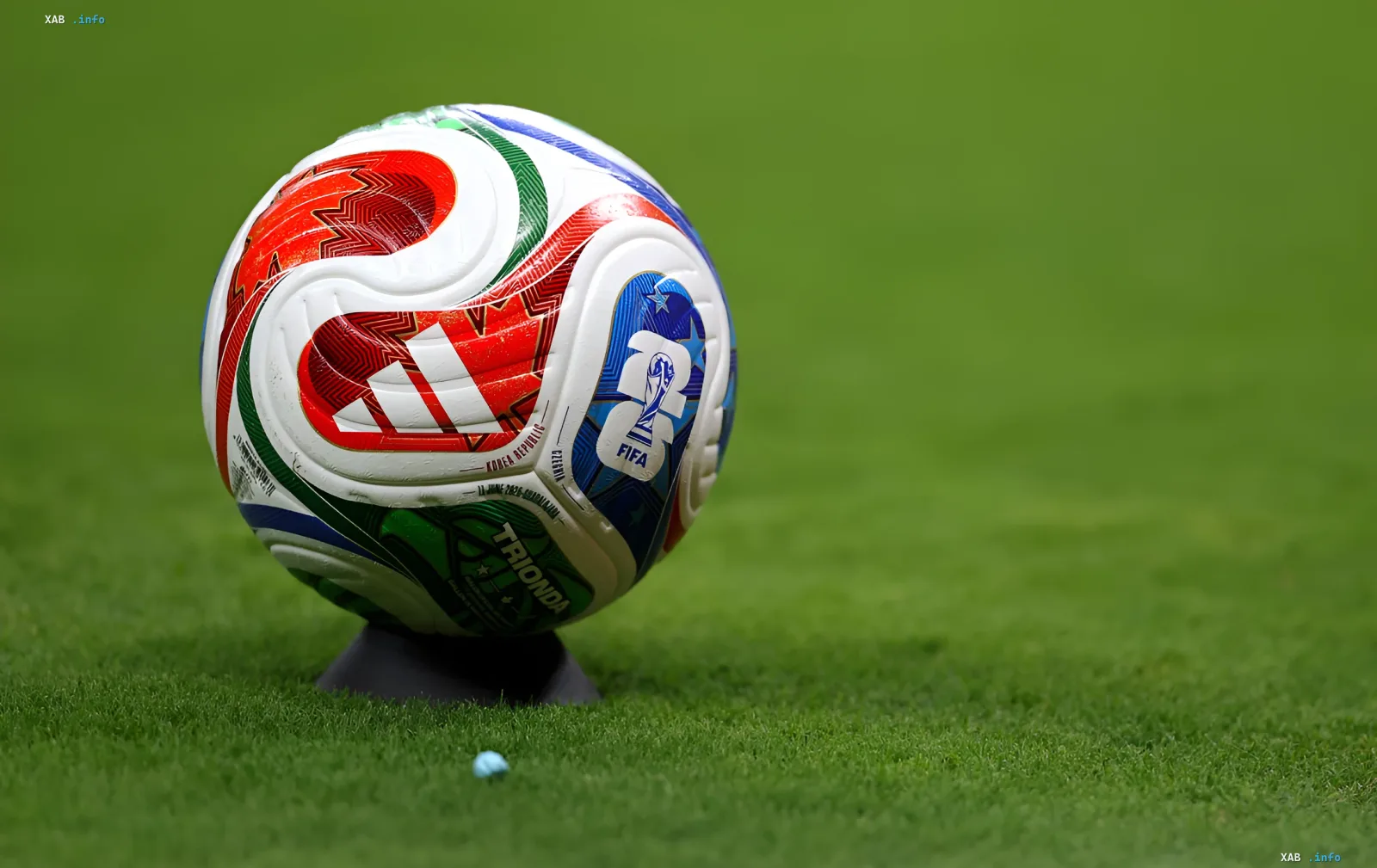 Official 2026 World Cup ball on grass: symbol of the tournament where Opta calculated teams’ playoff win probabilities