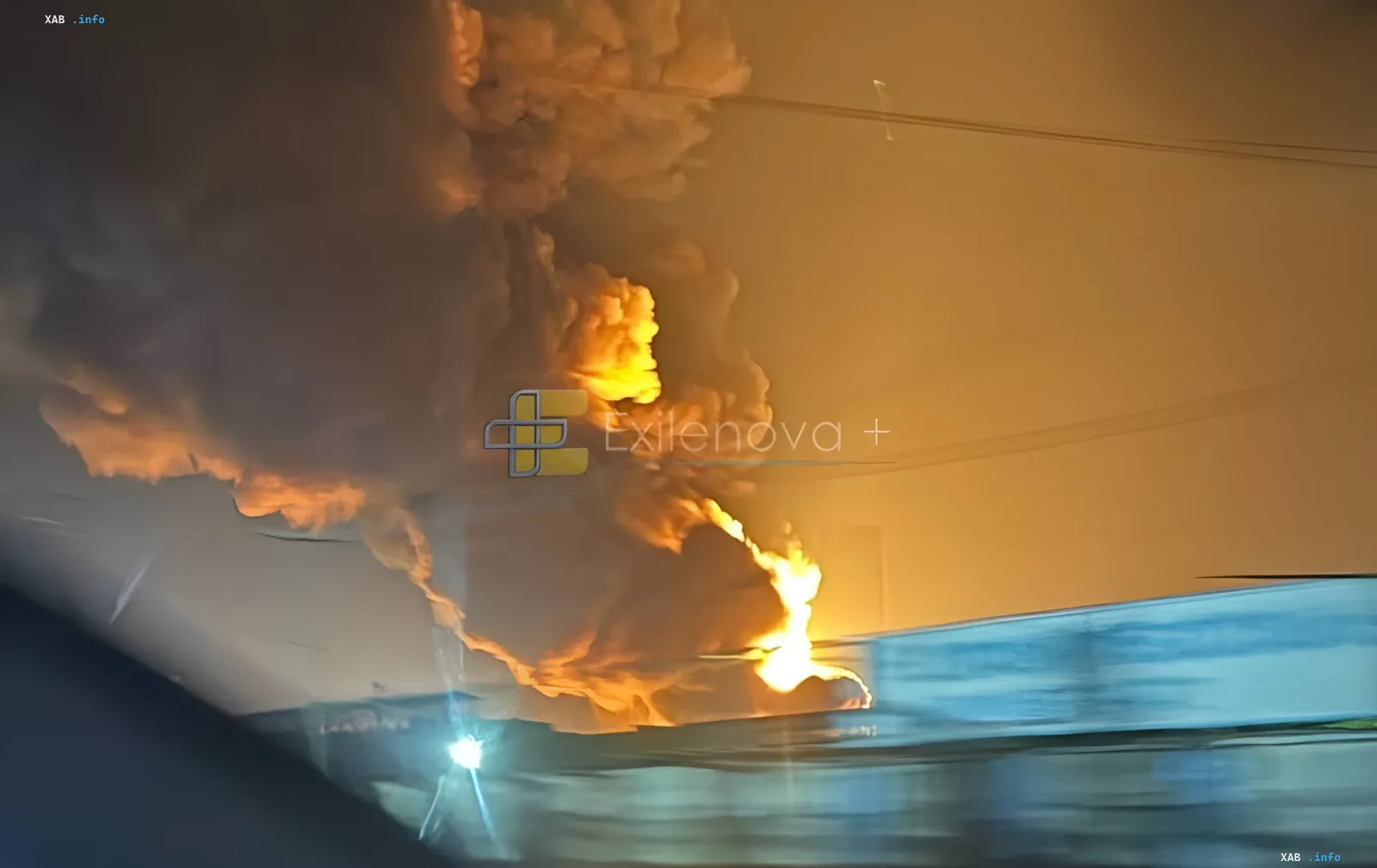 Massive fire and explosions at Slaviansk Refinery after night drone attack — flames and thick smoke rise into the sky