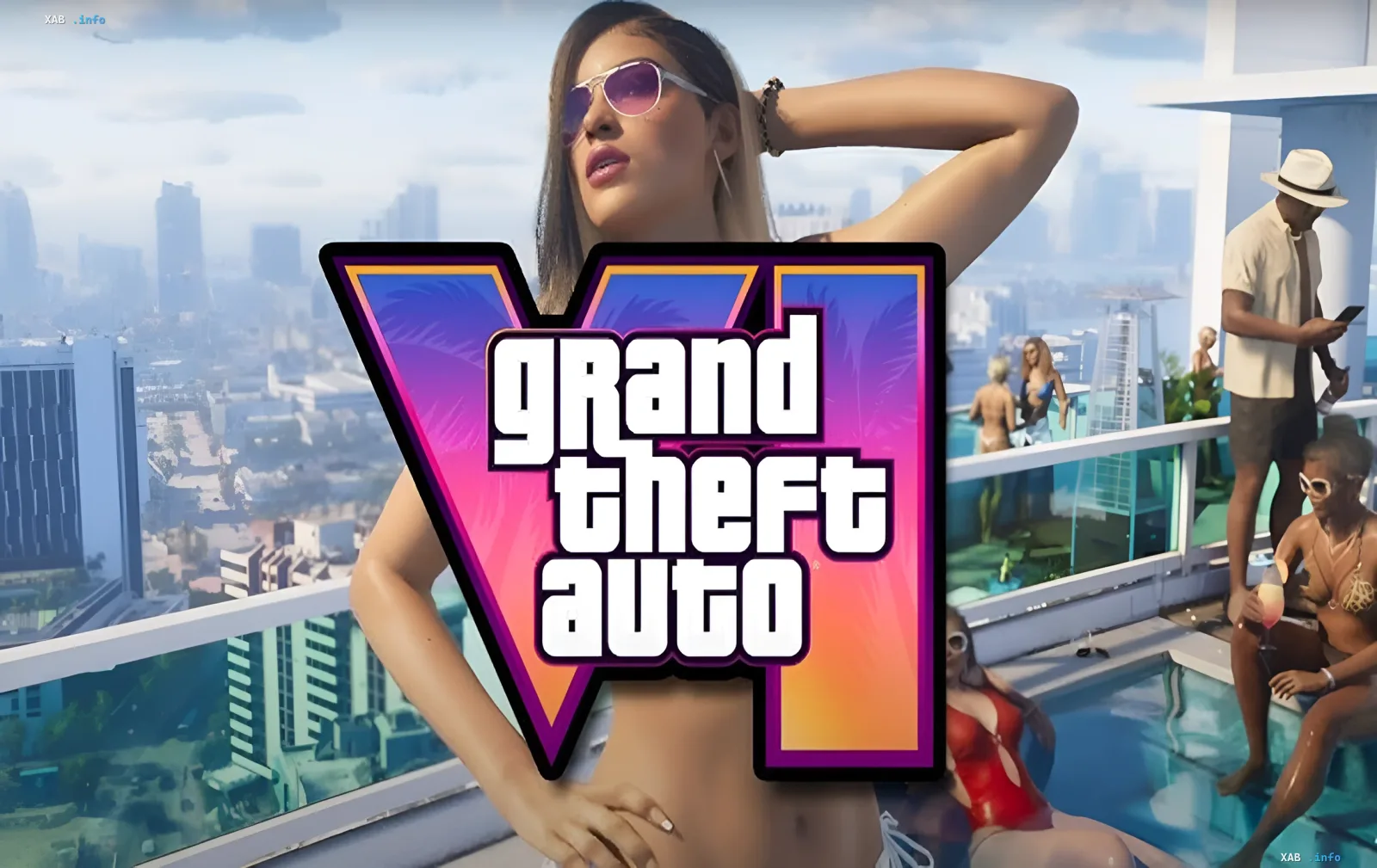 Логотип GTA VI на фоне роскошного бассейна в Майами — символ недоступности игры для украинцев из-за низкой зарплаты