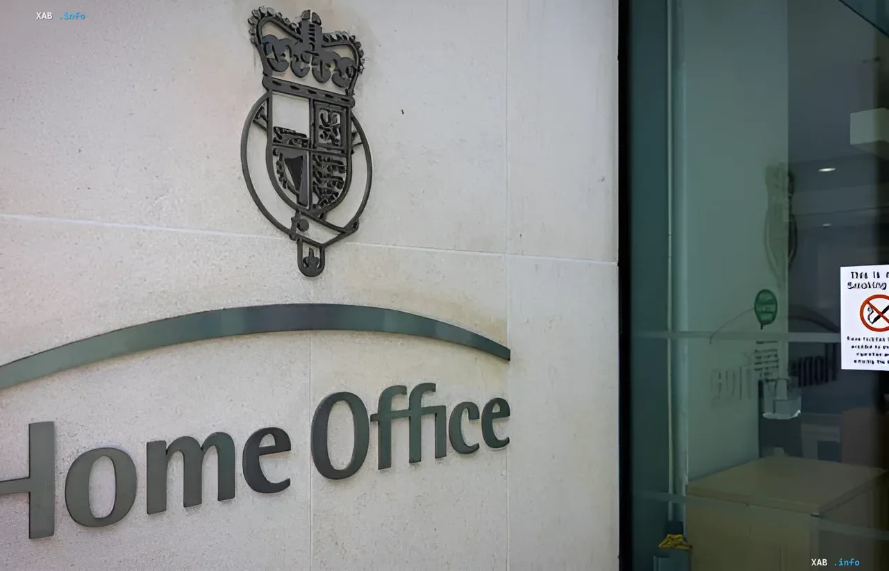 Exterior of the UK Home Office building with the coat of arms, symbolizing the introduction of a new £10,000 fee for refugees seeking permanent residency