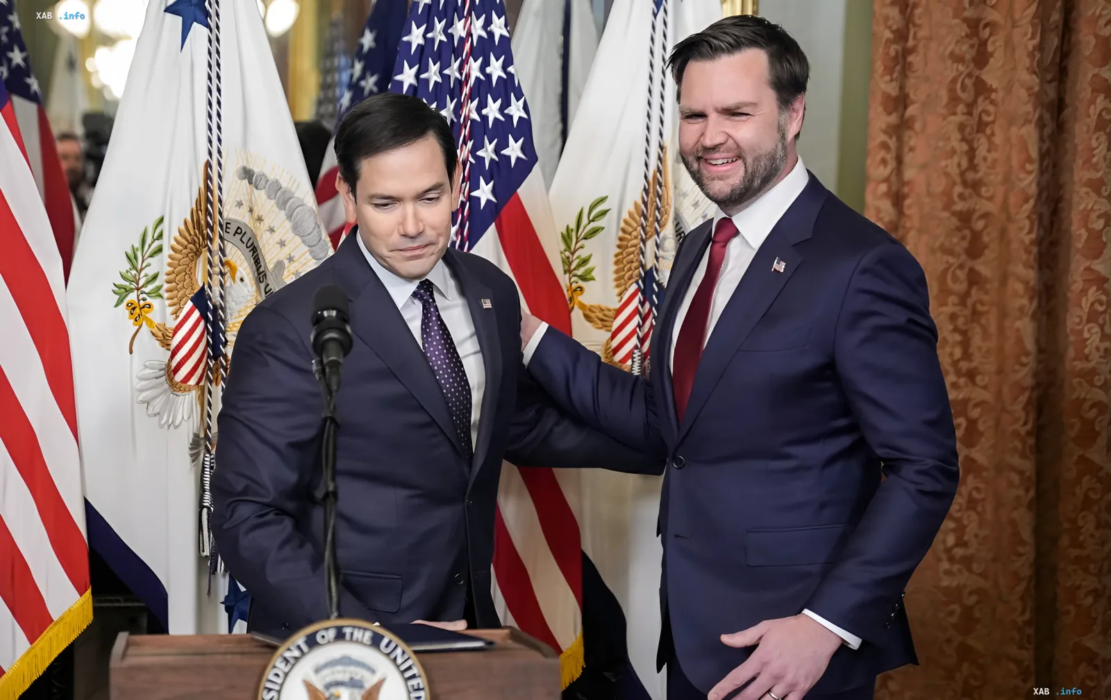 Marco Rubio and JD Vance against US flags: Trump's 2028 succession battle