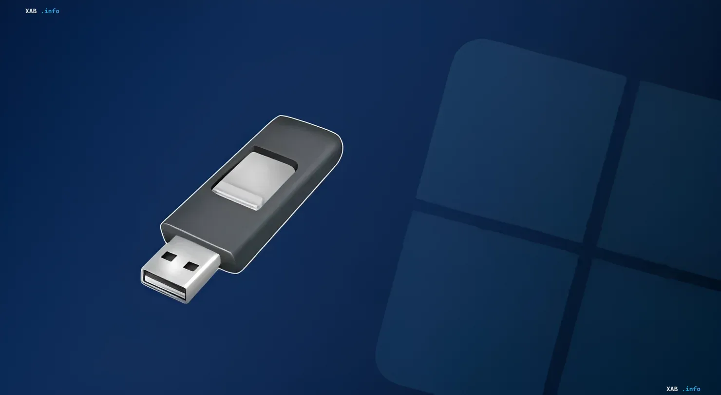 USB-накопитель с логотипом Windows 11 на фоне — иллюстрация к обновлению Rufus 4.15 для безопасной установки ОС
