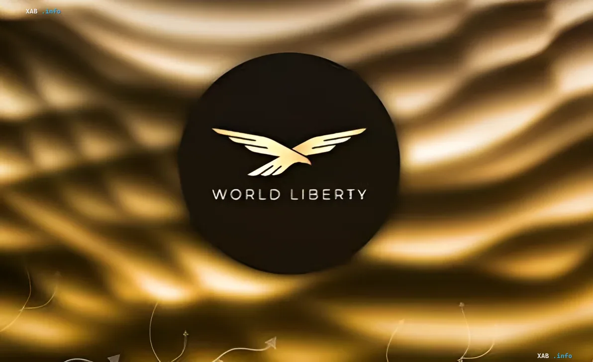 World Liberty-Logo mit einem goldenen Adler auf schwarzem Hintergrund, das die mit der Trump-Familie verbundene Kryptowährung symbolisiert
