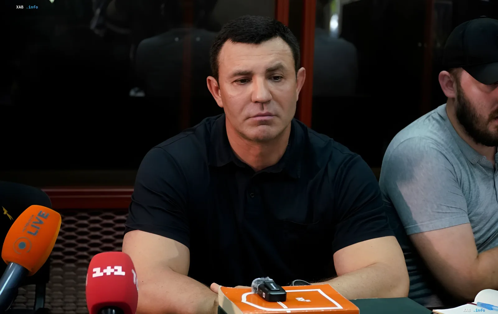 Volksabgeordneter Andriy Tyshchenko bei einer Gerichtsverhandlung zum Fall des 'Schutzes' von Call-Centern