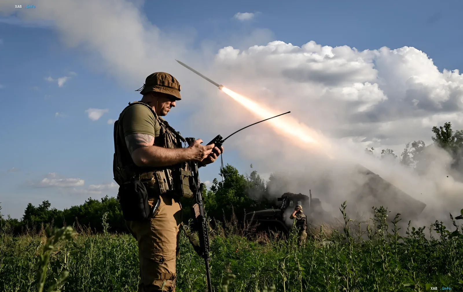 Ukrainian soldier operating kamikaze drone against smoke from explosion — debunking Putin’s fake claim about Konstantinovka capture
