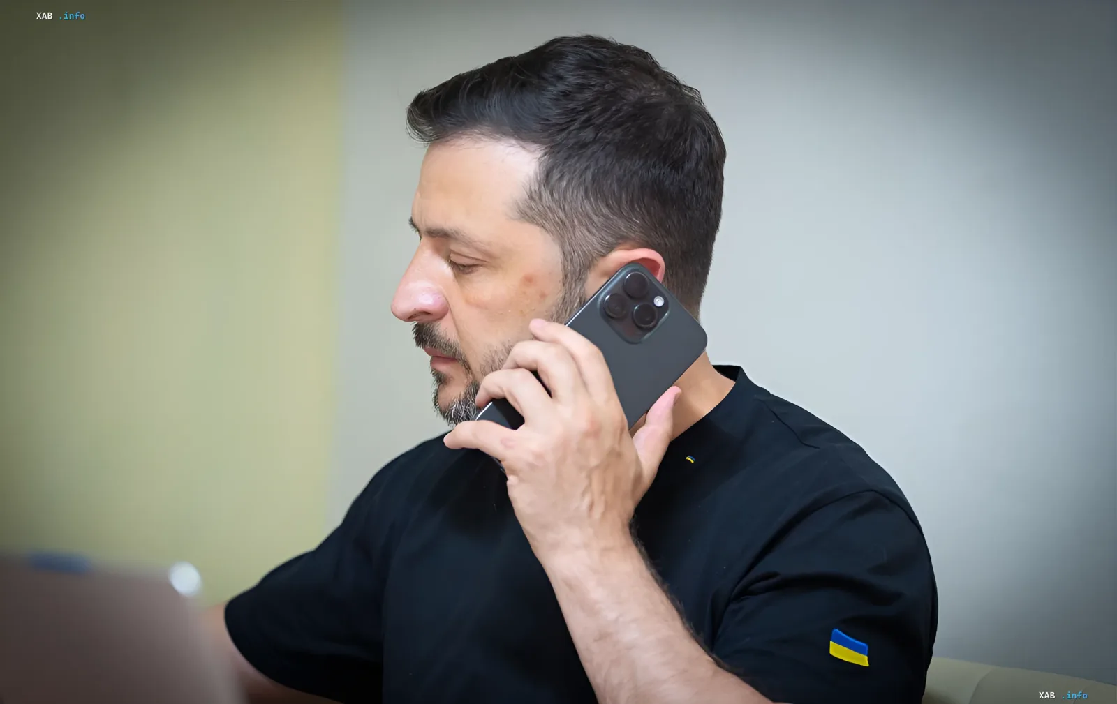 Ukrainian President Volodymyr Zelenskyy during a phone call with Donald Trump