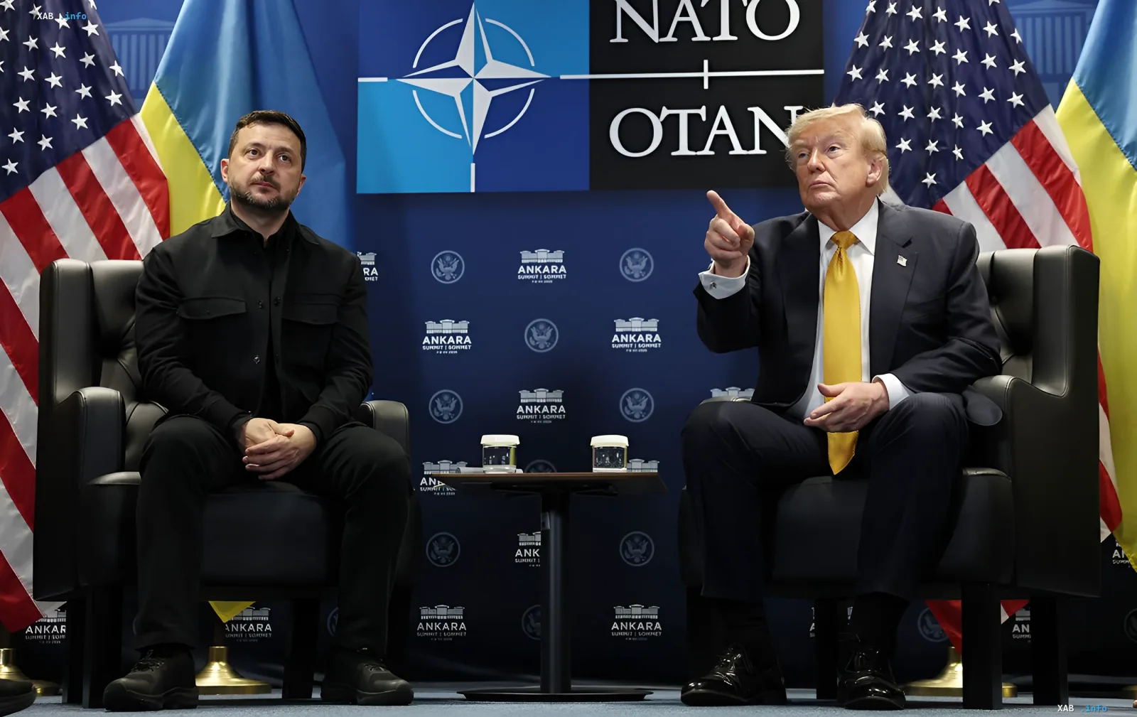 Meeting between Donald Trump and Volodymyr Zelenskyy at the NATO summit in Ankara, where Trump called Pavel Palisa a great hero