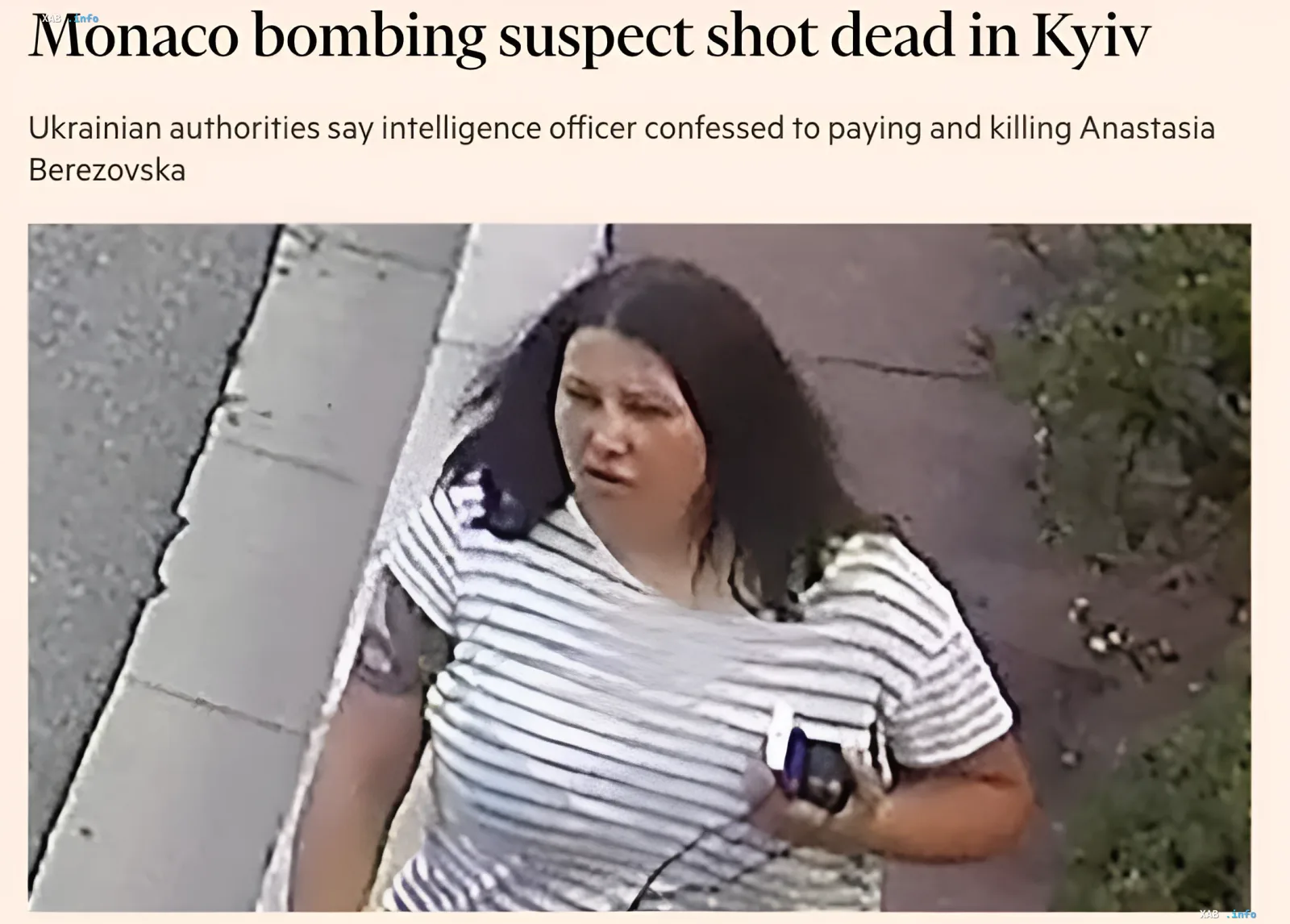Anastasia Berezovska, a suspect in the Monaco bombing case, captured on video in Kyiv before her arrest