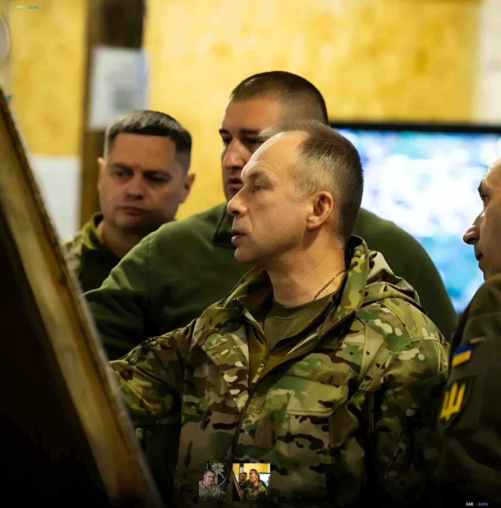 Dmytro Lysiuk in military uniform discussing the situation with colleagues, refuting rumors about his appointment to the Zakarpattia TCC