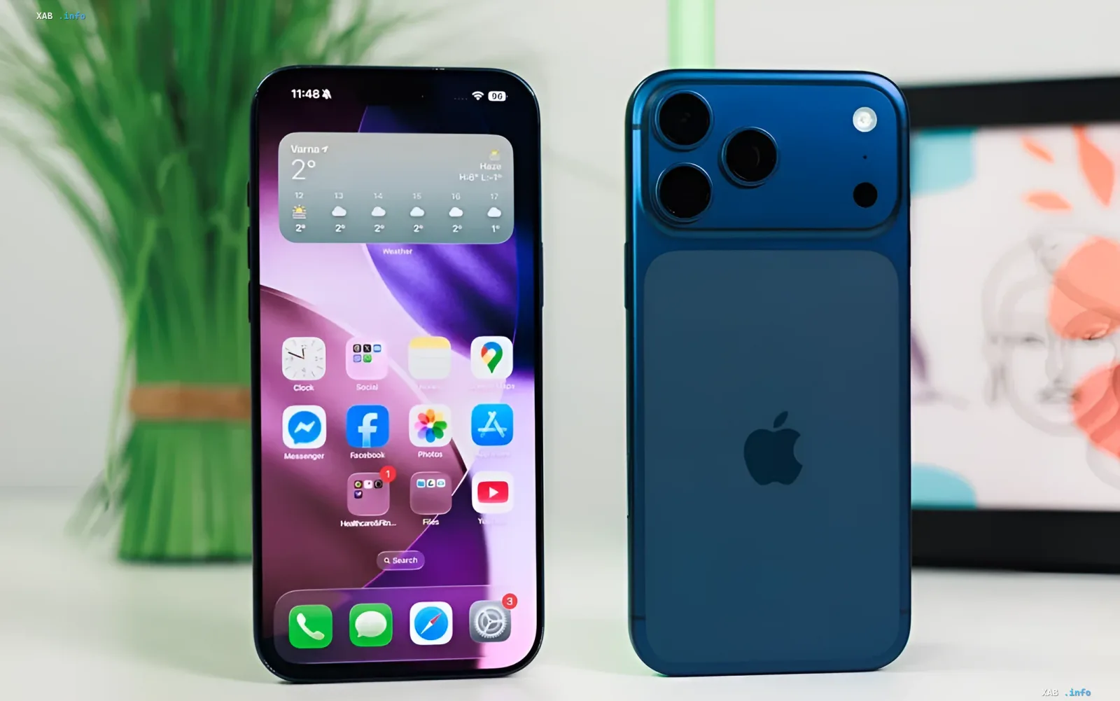 iPhone 18 Pro Max concept with blue body and updated camera, illustrating Apple's focus on efficiency rather than battery capacity