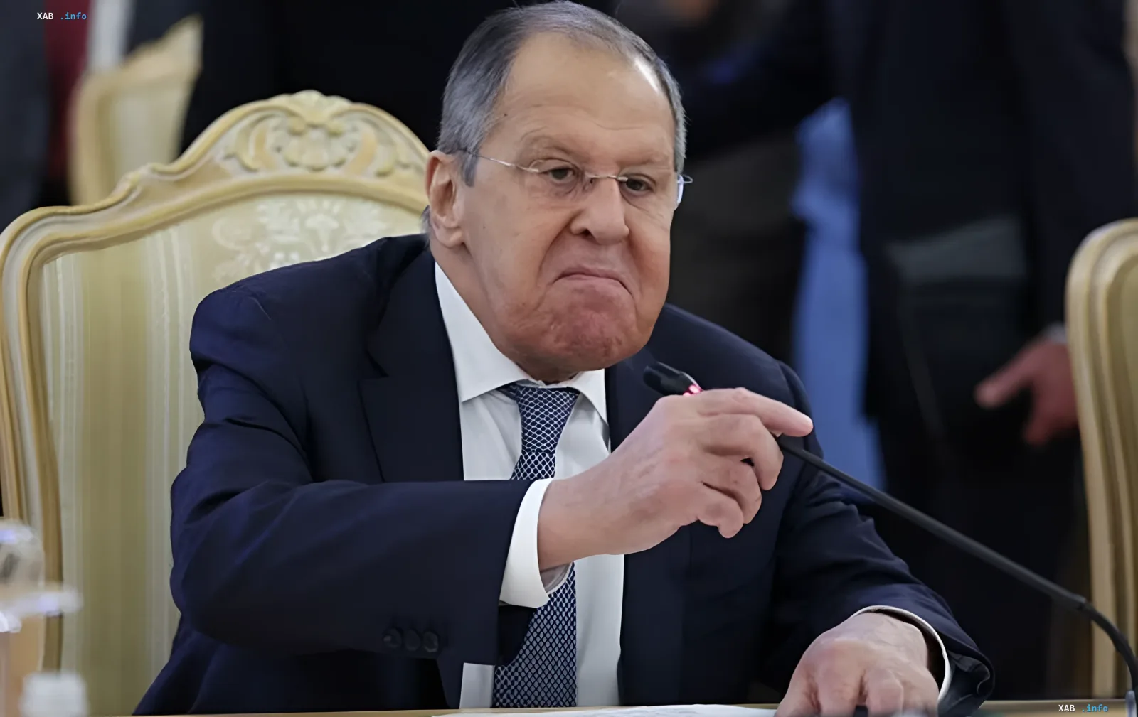 Russian Foreign Minister Sergey Lavrov at negotiations, confirming Moscow's firm stance on conditions for ending the war