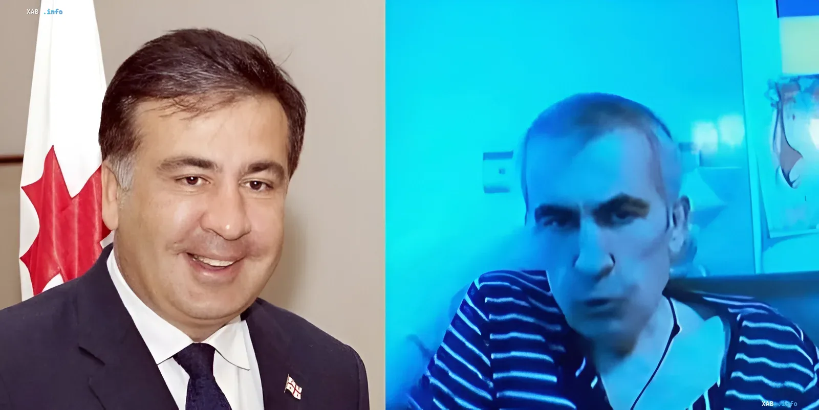Michail Saakaschwili im Gefängnis von Tiflis und bei einer offiziellen Veranstaltung: Kontrast zwischen seiner aktuellen Position und seiner Rolle als politischer Akteur