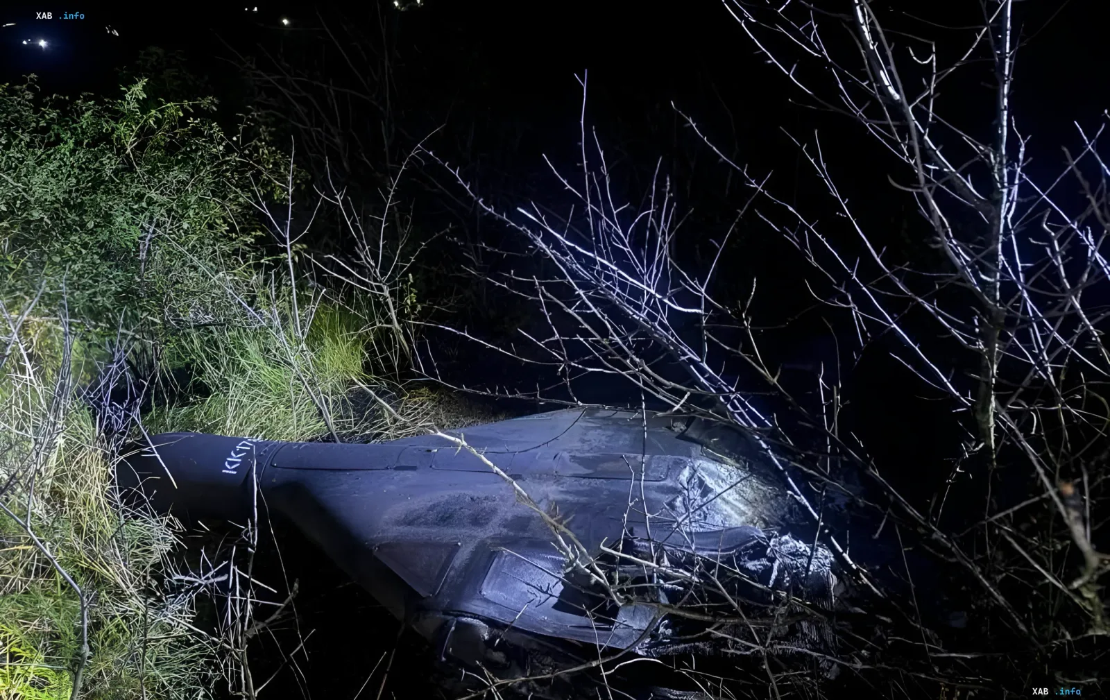 Обломки дрона «Герань-2» после падения и взрыва в ночном лесу села Копанка, Молдова — последствия инцидента