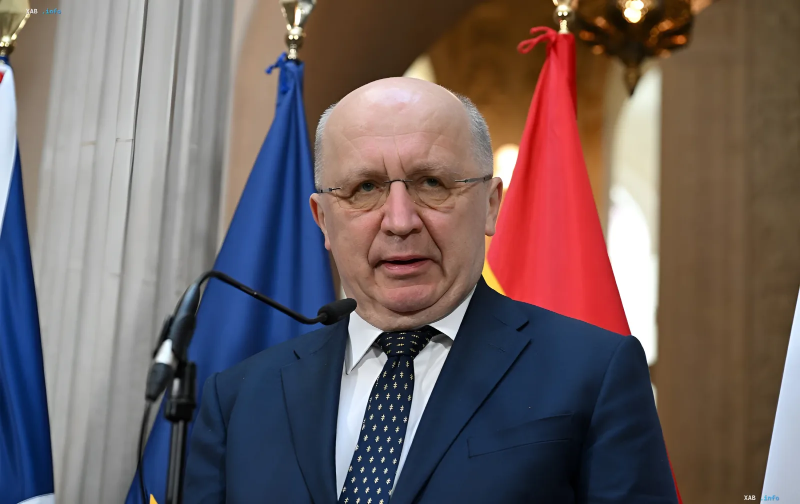 Прем'єр-міністр Литви Гінтарас Кяукяліс виступає з промовою, обговорюючи роль Михайла Федорова в організації ударів по Криму.