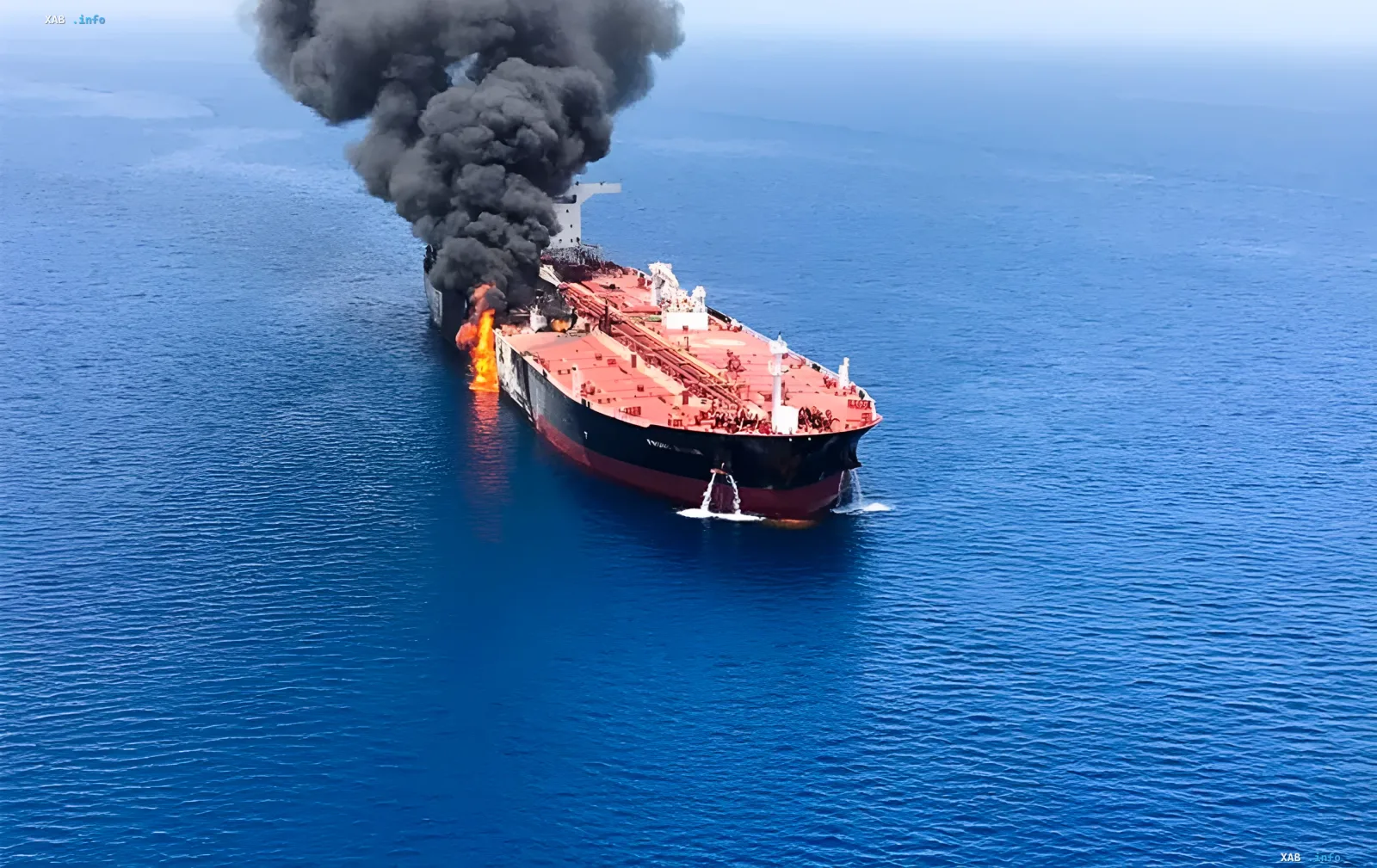 Burning tanker of Russia's 'shadow fleet' in the Black Sea after a Ukrainian drone strike
