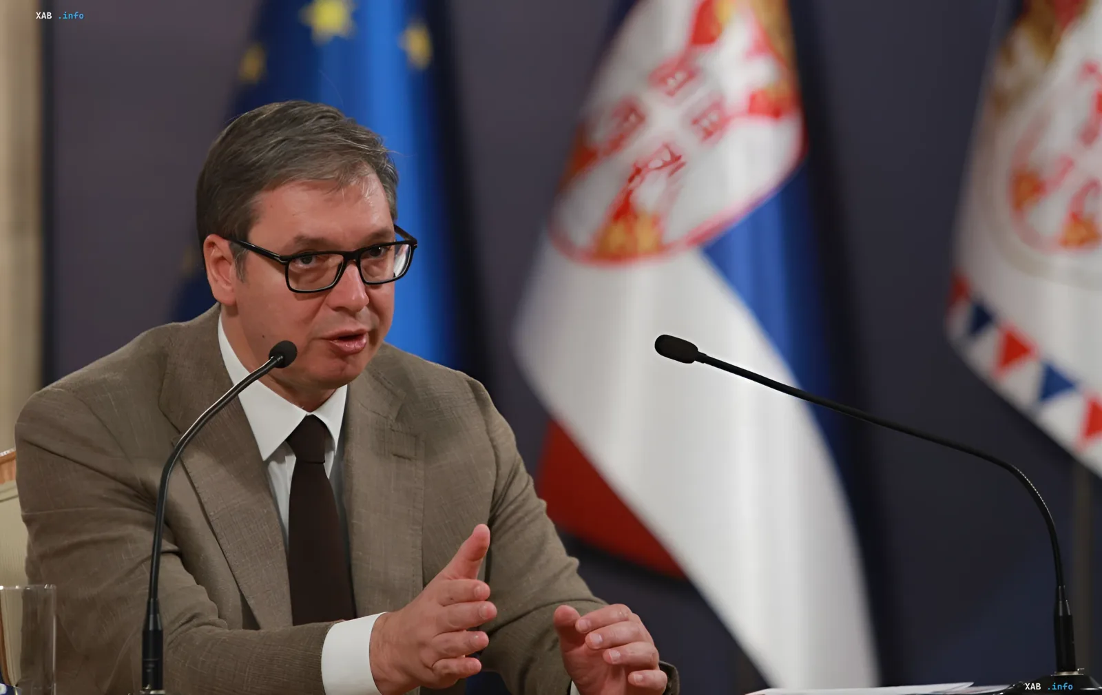 Aleksandar Vucic bei Pressekonferenz in Kiew: diskutiert Hilfe für die Ukraine, weigert sich aber, eine anti-russische Erklärung zu unterzeichnen