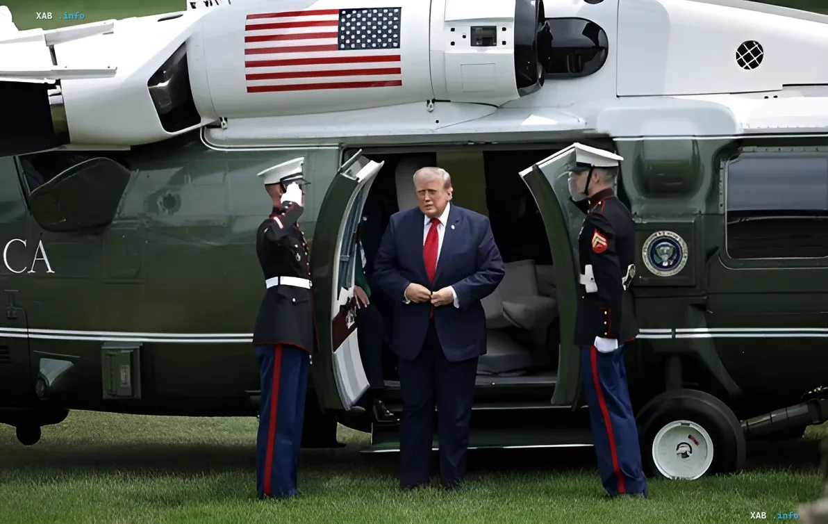 Дональд Трамп выходит из вертолёта Marine One на фоне обсуждения возможного захвата иранских островов